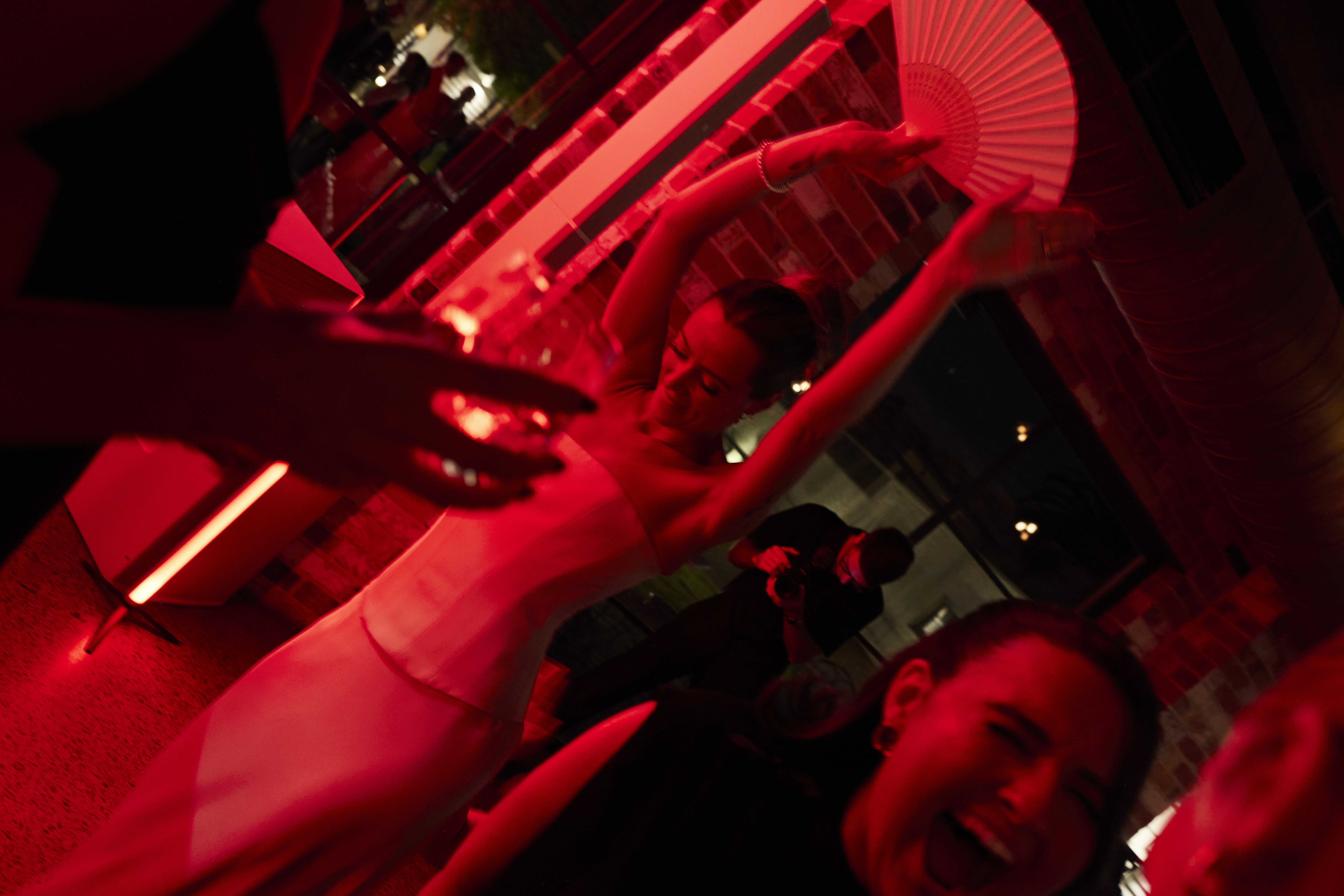 Red-lit wedding dancefloor — Bree and Justin