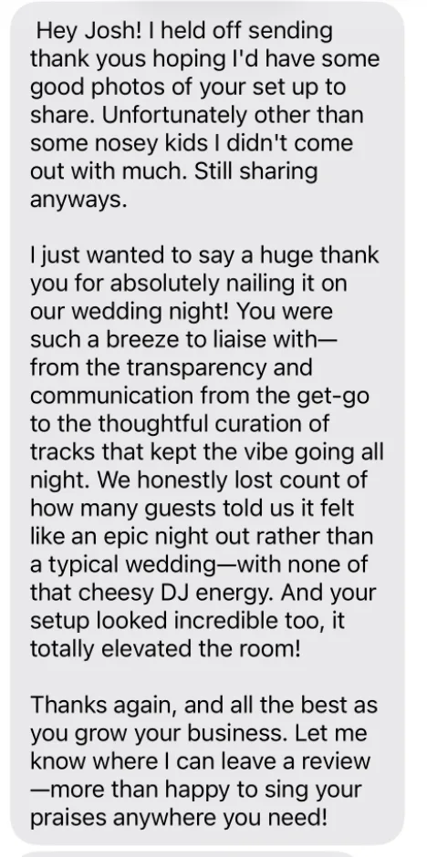 Text message from Thai after their wedding